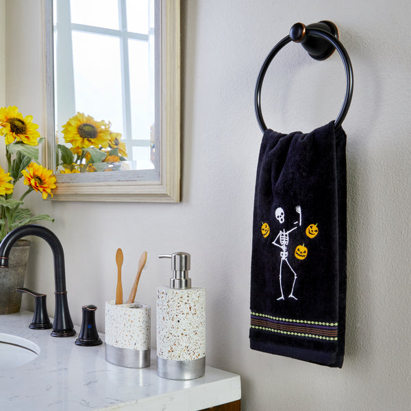 Skl Home Juggling Skeleton 2-Piece Hand Towel Set Black