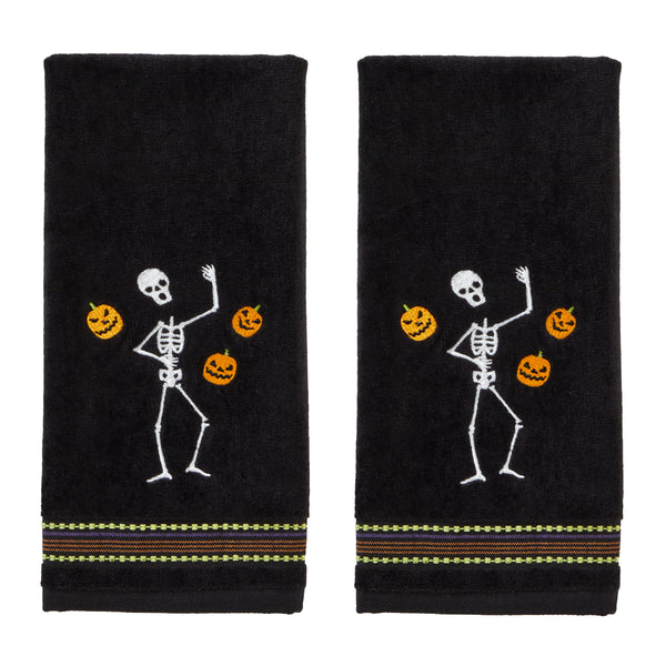 skl home Juggling Skeleton 2-Piece Hand Towel Set Black