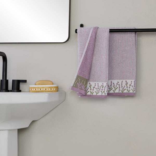 Skl Home Lavender Border 2-Piece Hand Towel Set Purple