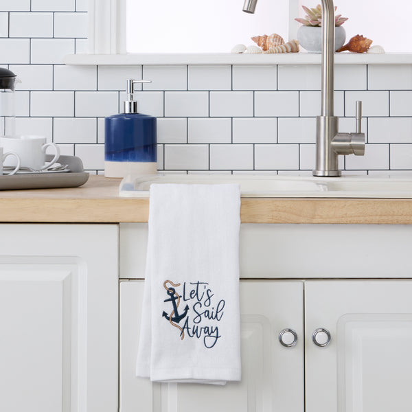 Skl Home Let's Sail Away 2-Piece Hand Towel Set White