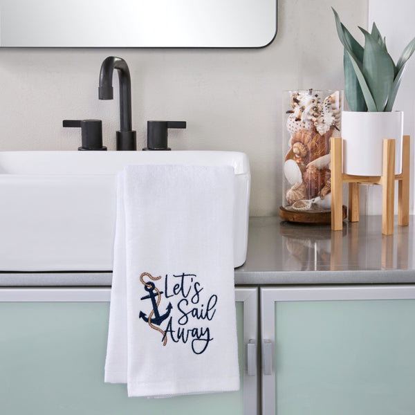Skl Home Let's Sail Away 2-Piece Hand Towel Set White