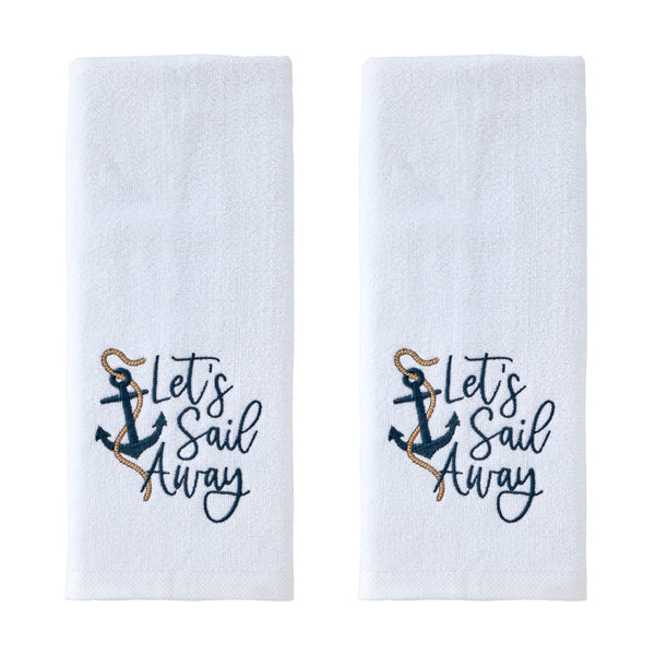 skl home Let's Sail Away 2-Piece Hand Towel Set White
