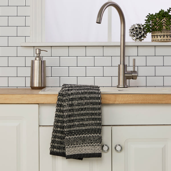 Skl Home Lewis Jacquard 2-Piece Hand Towel Set Black/Linen