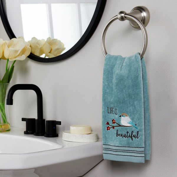 Skl Home Life Is Beautiful 2-Piece Hand Towel Set Dusty Teal