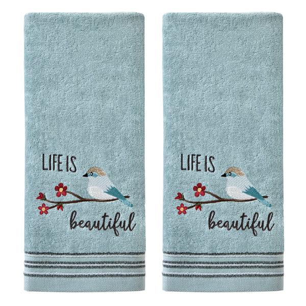 skl home Life Is Beautiful 2-Piece Hand Towel Set Dusty Teal