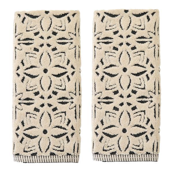 skl home Lisbon Jacquard 2-Piece Hand Towel Set Natural/Black