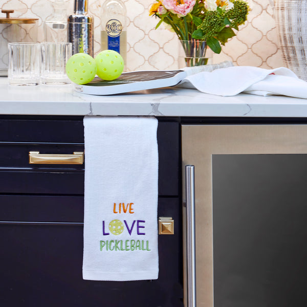 Skl Home Live Love Pickleball 2-Piece Hand Towel Set White