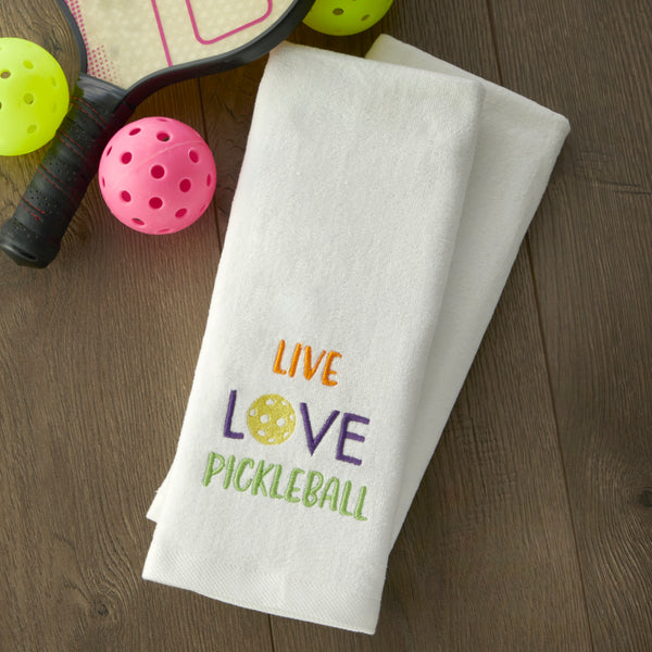 Skl Home Live Love Pickleball 2-Piece Hand Towel Set White