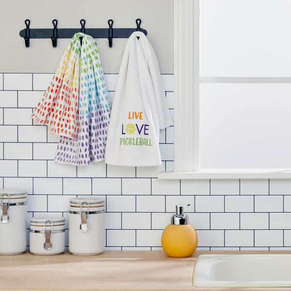 Skl Home Live Love Pickleball 2-Piece Hand Towel Set White