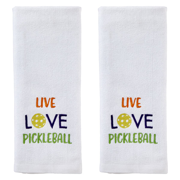 skl home Live Love Pickleball 2-Piece Hand Towel Set White