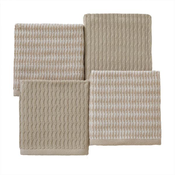 Skl Home Longborough 4-Piece Turkish Cotton Washcloth Set Tan