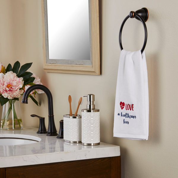 Skl Home Love A Healthcare Hero 2-Piece Hand Towel Set White