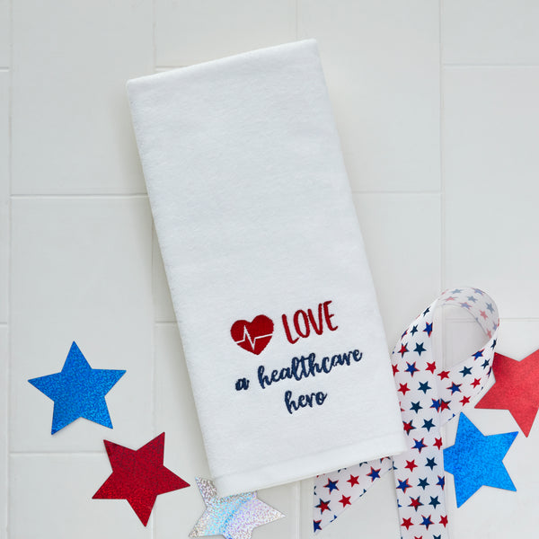 Skl Home Love A Healthcare Hero 2-Piece Hand Towel Set White