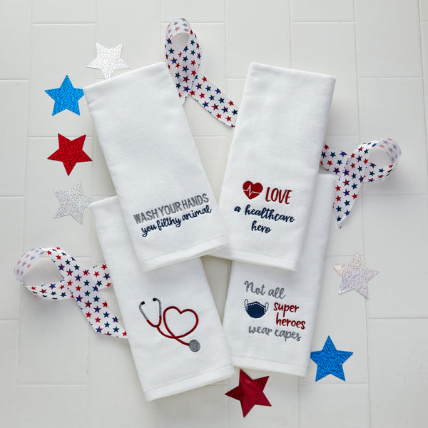 Skl Home Love A Healthcare Hero 2-Piece Hand Towel Set White