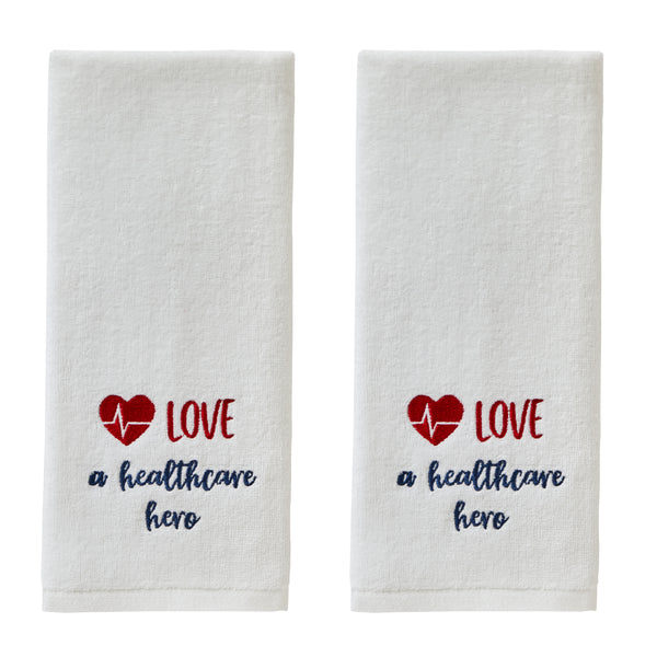 skl home Love A Healthcare Hero 2-Piece Hand Towel Set White