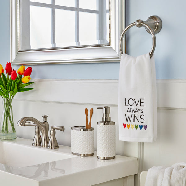 Skl Home Love Always Wins 2-Piece Hand Towel Set White
