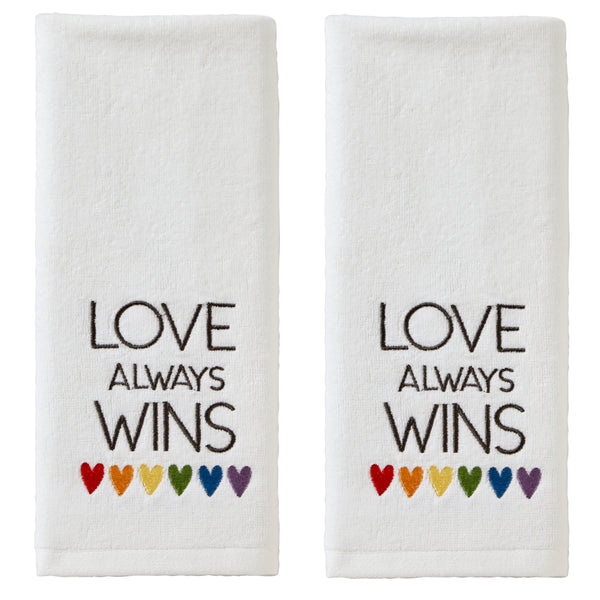 skl home Love Always Wins 2-Piece Hand Towel Set White