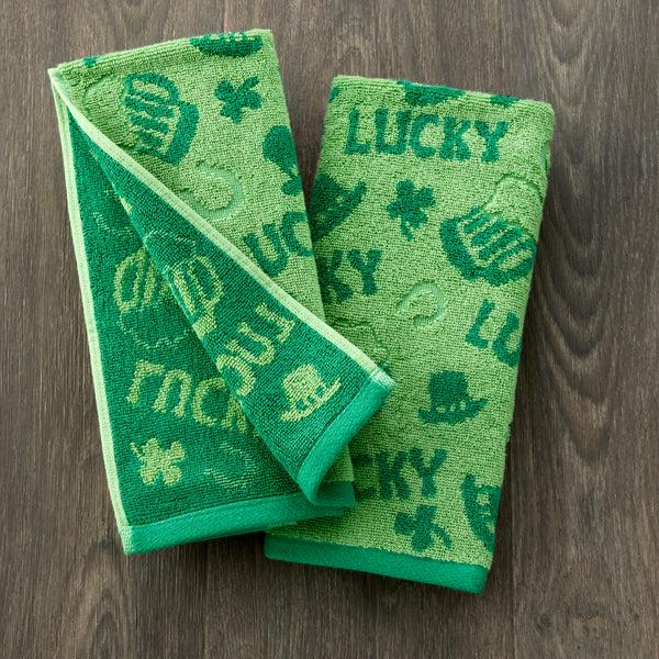 Skl Home Lucky Jacquard 2-Piece Hand Towel Set Green