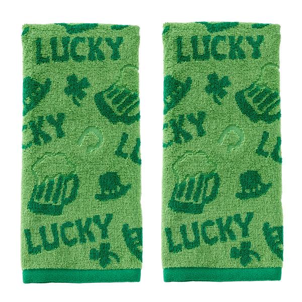 skl home Lucky Jacquard 2-Piece Hand Towel Set Green