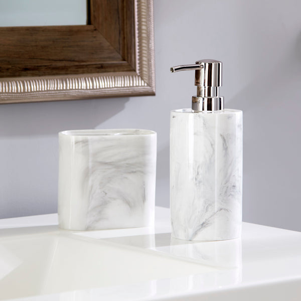 Skl Home Marble Swirl Lotion/Soap Dispenser White/Gray