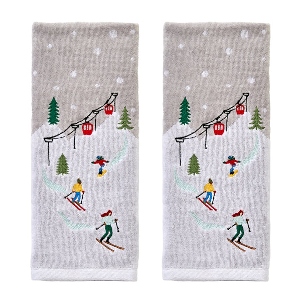 skl home Mini Skiing Jacquard 2-Piece Hand Towel Set Multi