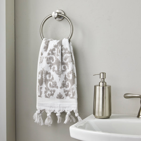 Skl Home Mirage Fringe 2-Piece Turkish Cotton Hand Towel Set Taupe