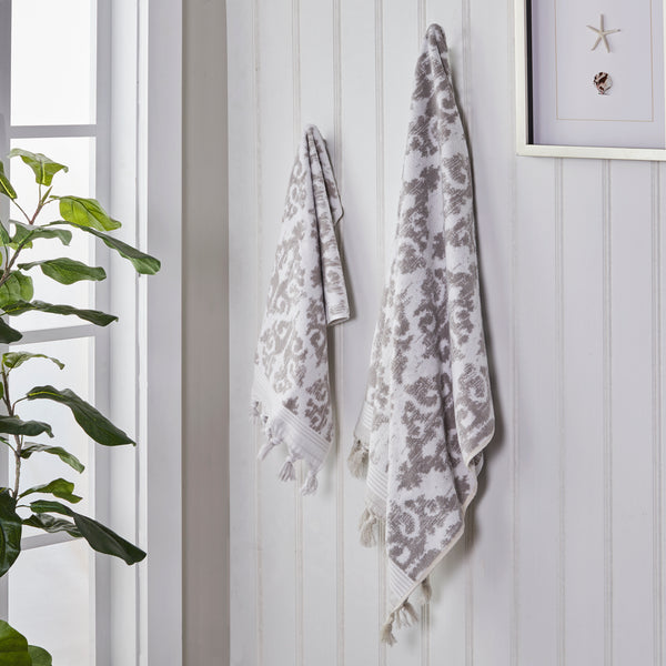 Skl Home Mirage Fringe 2-Piece Turkish Cotton Hand Towel Set Taupe