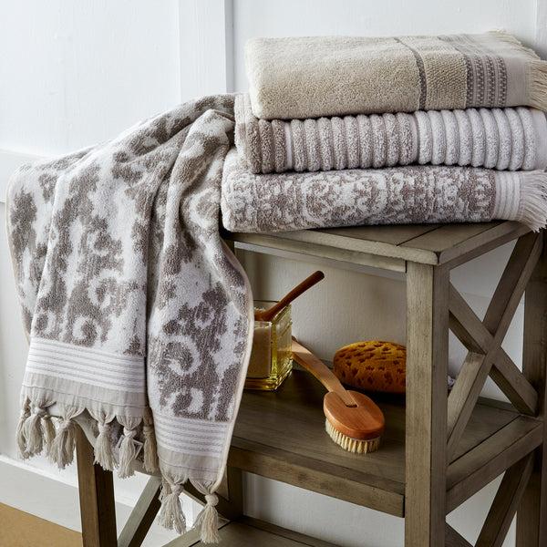 Skl Home Mirage Fringe 2-Piece Turkish Cotton Hand Towel Set Taupe