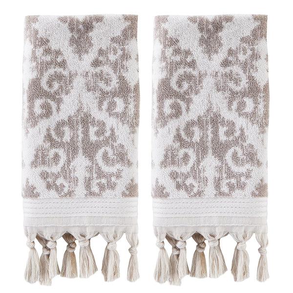 skl home Mirage Fringe 2-Piece Turkish Cotton Hand Towel Set Taupe