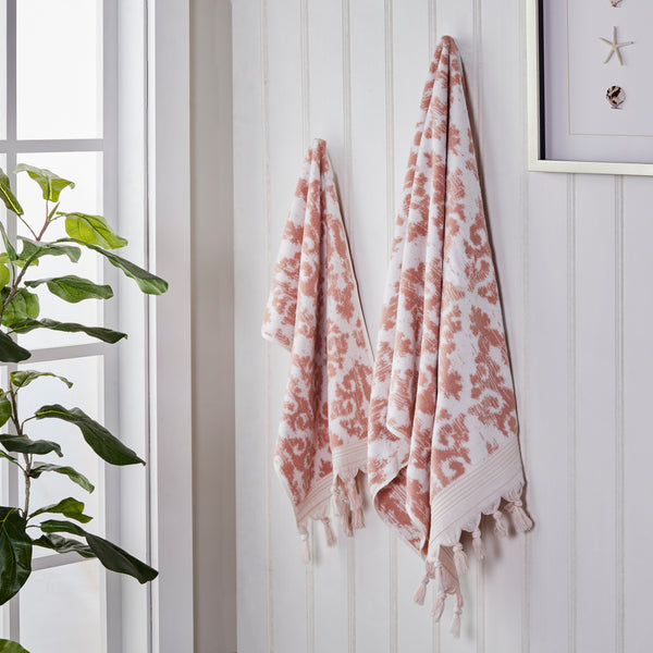 Skl Home Mirage Fringe 2-Piece Turkish Cotton Hand Towel Set Blush