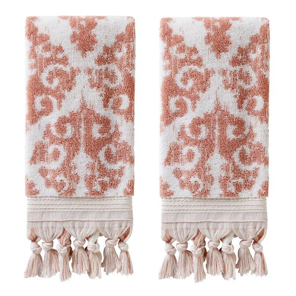 skl home Mirage Fringe 2-Piece Turkish Cotton Hand Towel Set Blush