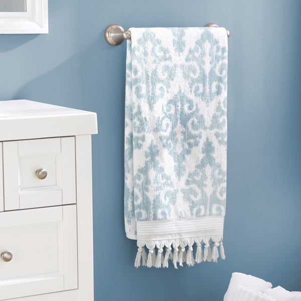 Skl Home Mirage Fringe Turkish Cotton Bath Towel Aqua