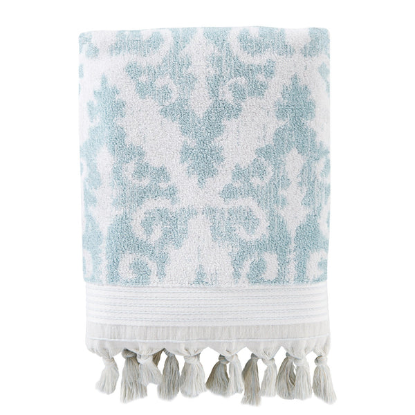 skl home Mirage Fringe Turkish Cotton Bath Towel Aqua