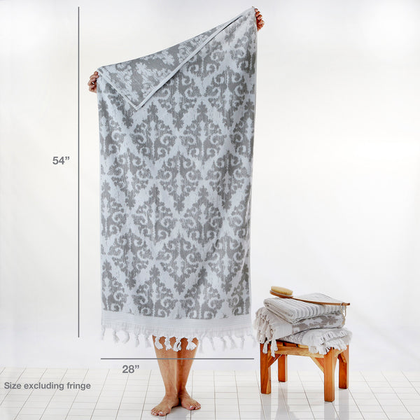 Skl Home Mirage Fringe Turkish Cotton Bath Towel Gray