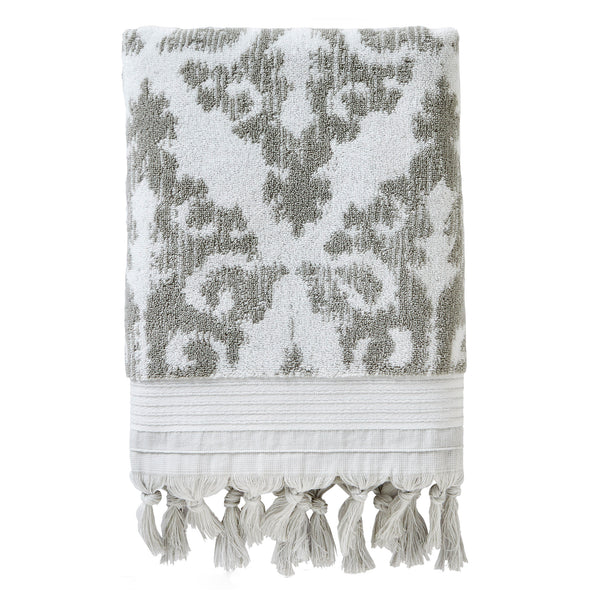 skl home Mirage Fringe Turkish Cotton Bath Towel Gray