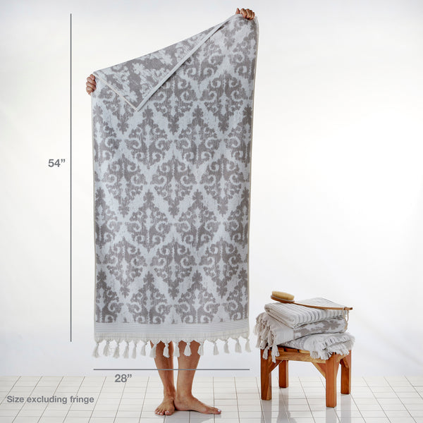 Skl Home Mirage Fringe Turkish Cotton Bath Towel Taupe