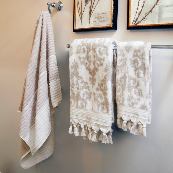 Skl Home Mirage Fringe Turkish Cotton Bath Towel Taupe
