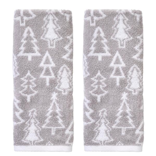 skl home Mod Tree Jacquard 2-Piece Hand Towel Set Gray