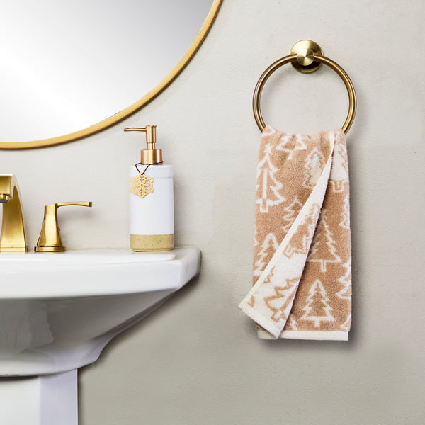 Skl Home Mod Tree Jacquard 2-Piece Hand Towel Set Tan