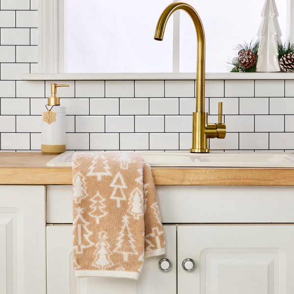 Skl Home Mod Tree Jacquard 2-Piece Hand Towel Set Tan