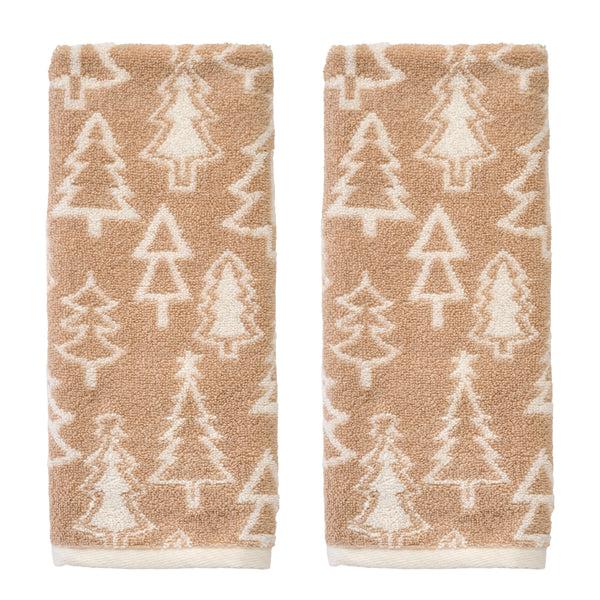 skl home Mod Tree Jacquard 2-Piece Hand Towel Set Tan