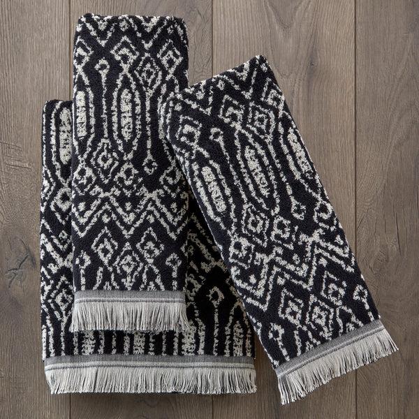 Skl Home Nador 2-Piece Jacquard Hand Towel Set Black/Linen