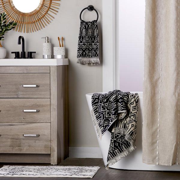 Skl Home Nador 2-Piece Jacquard Hand Towel Set Black/Linen