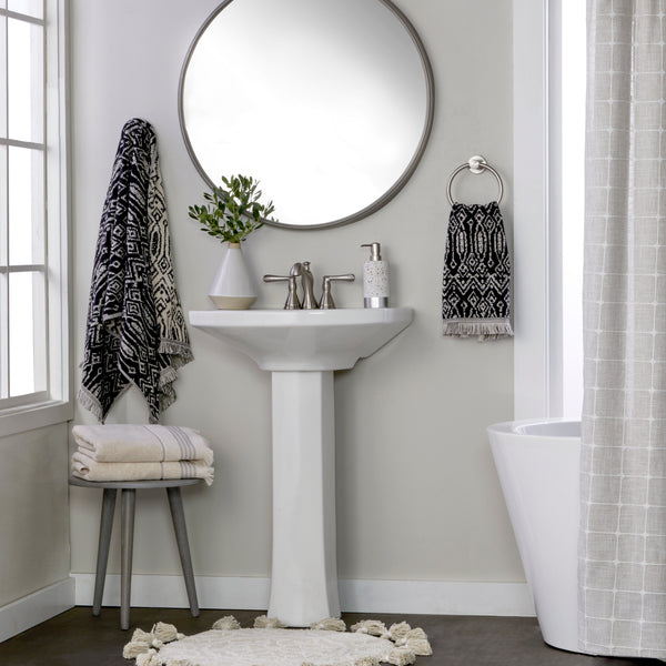 Skl Home Nador 2-Piece Jacquard Hand Towel Set Black/Linen