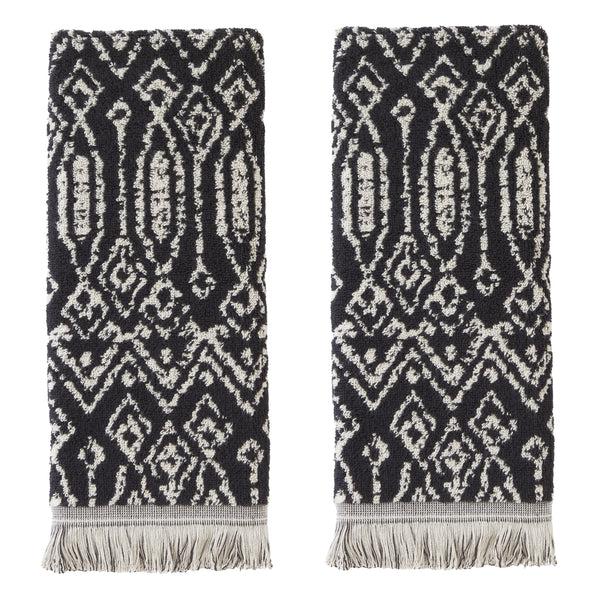 skl home Nador 2-Piece Jacquard Hand Towel Set Black/Linen