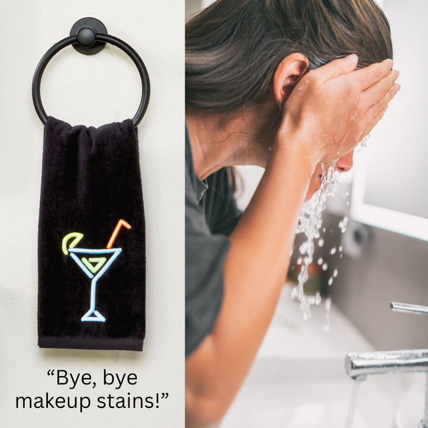 Skl Home Neon Cocktail 2-Piece Hand Towel Set Black