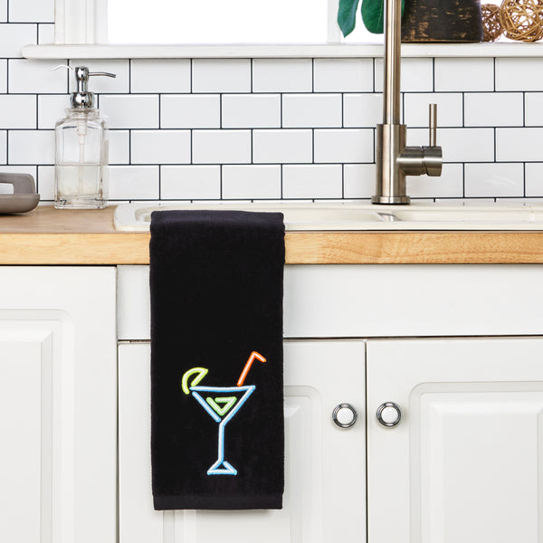 Skl Home Neon Cocktail 2-Piece Hand Towel Set Black