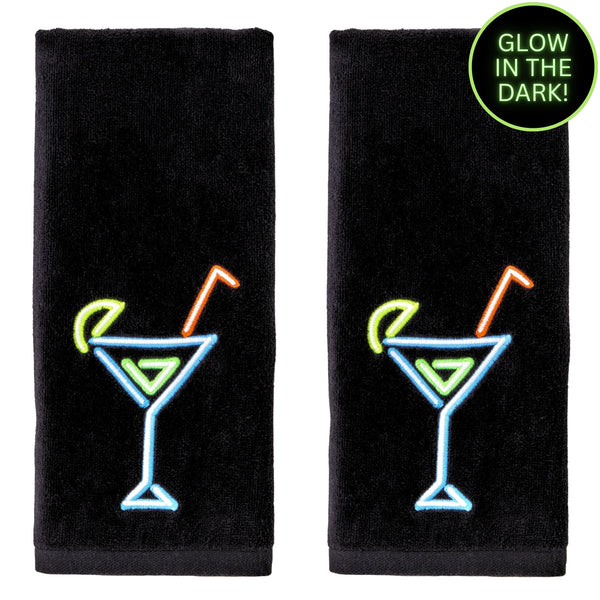 skl home Neon Cocktail 2-Piece Hand Towel Set Black