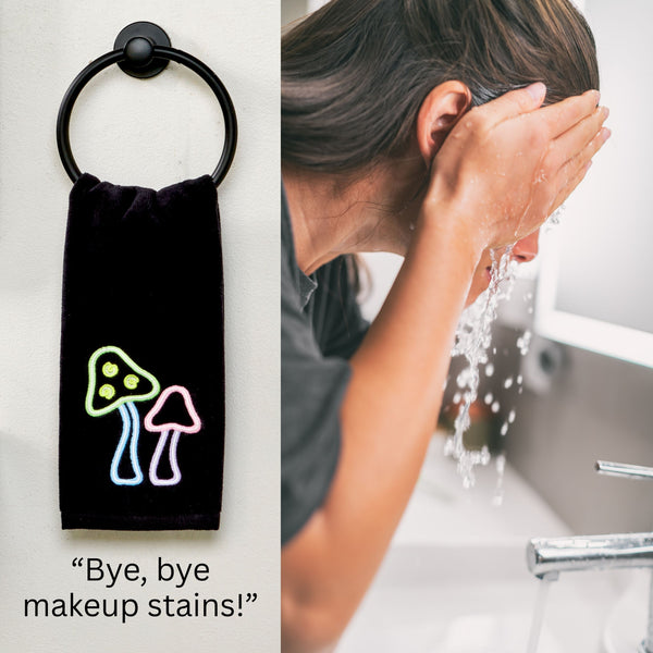 Skl Home Neon Mushrooms 2-Piece Hand Towel Set Black