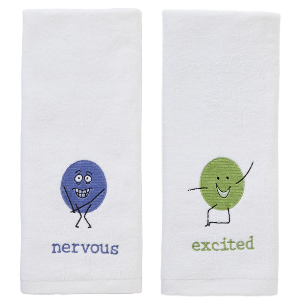 skl home Nervous/Excited 2-Piece Hand Towel Set White